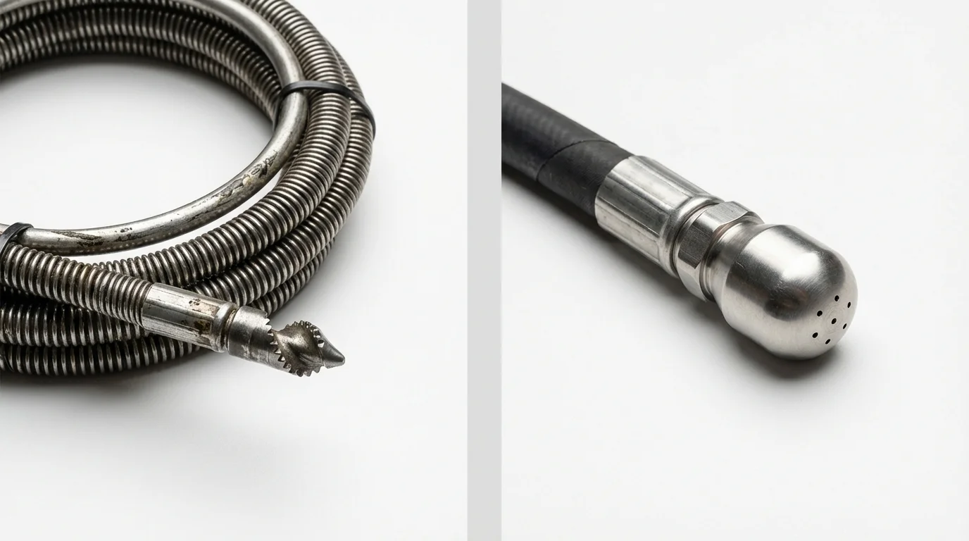 Drain snake cable and hydro jetting nozzle used for drain cleaning in Duvall, WA