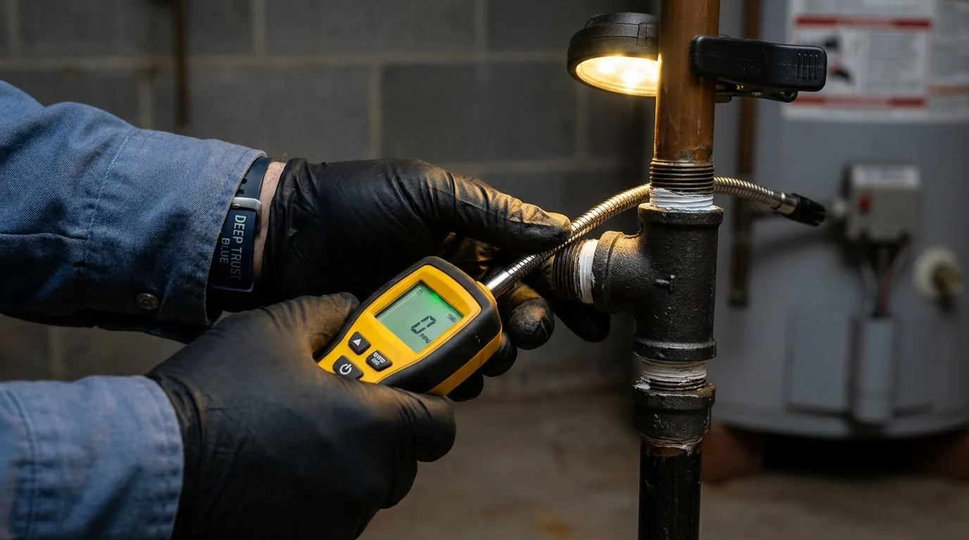 Gas leak detection with electronic sniffer by Johns Plumbing LLC in Duvall