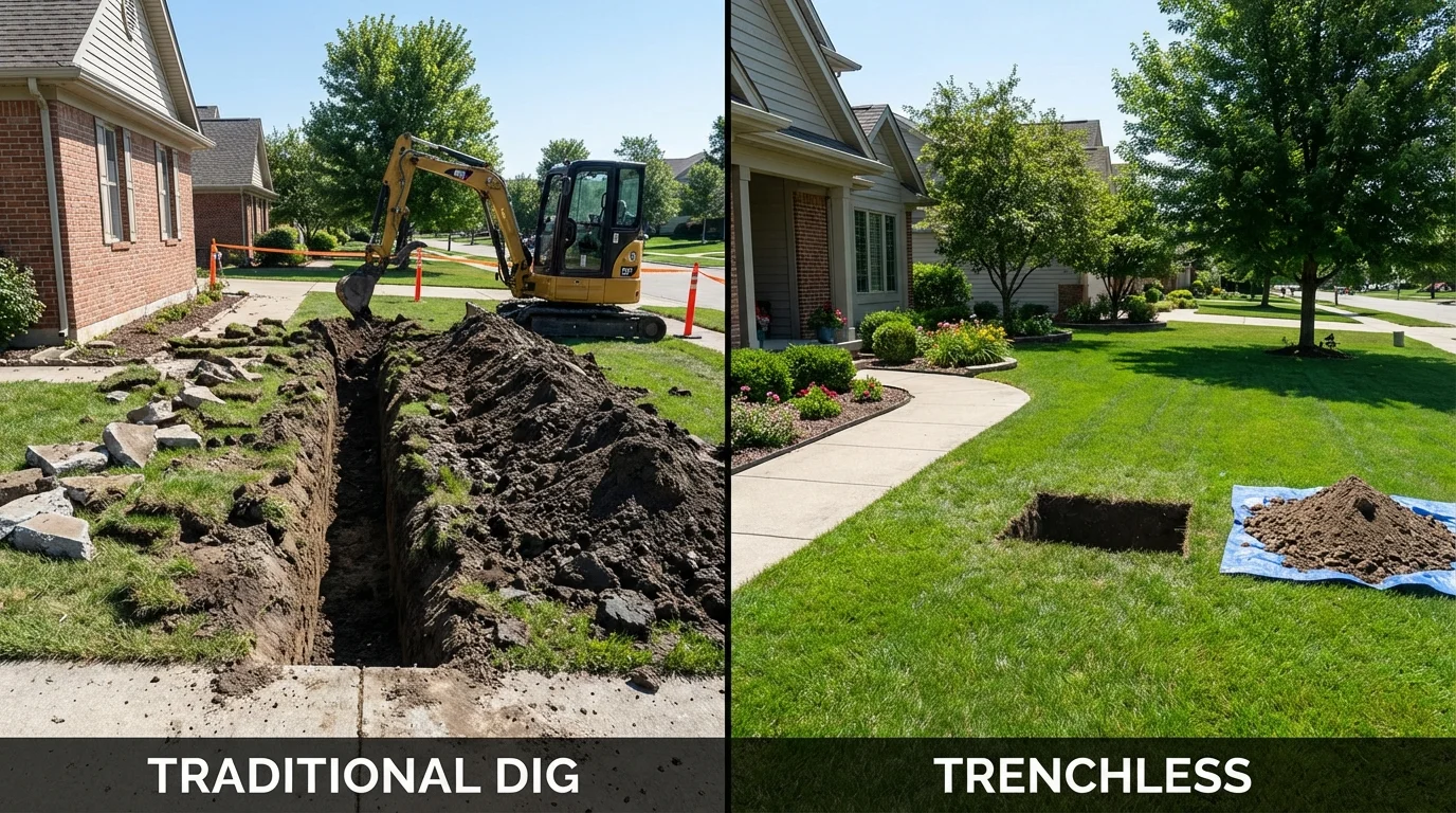 Trenchless sewer repair with minimal yard damage versus traditional excavation in Duvall, WA